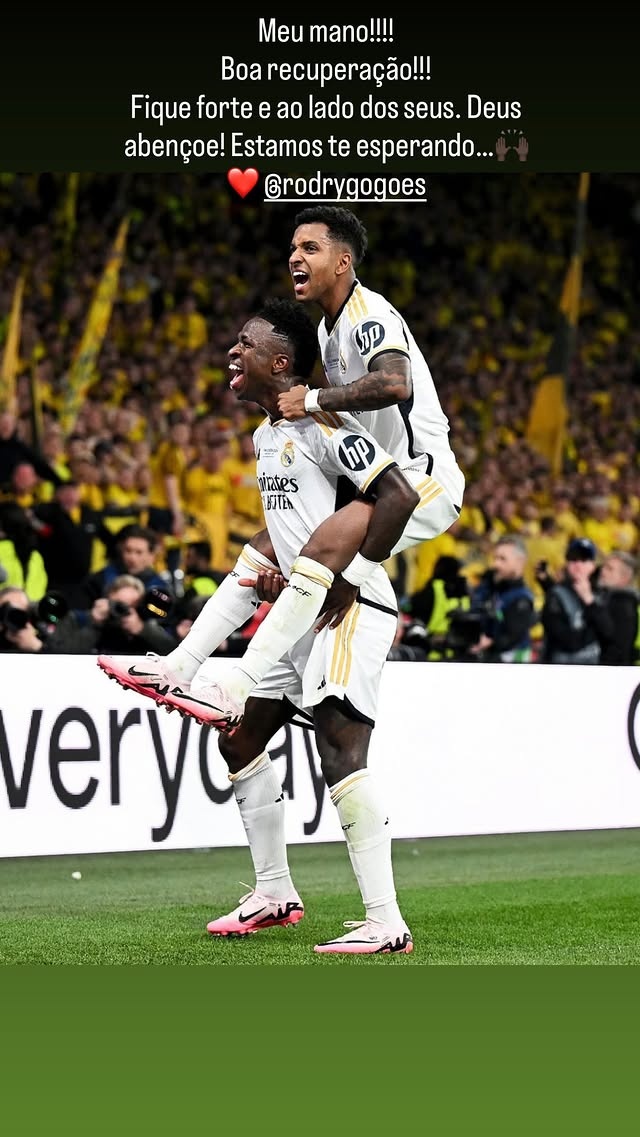 开云-双料队友，维尼修斯祝福罗德里戈：我们都在等你归来